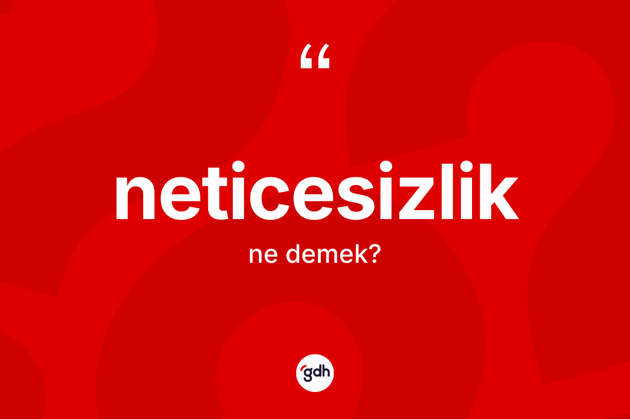 Neticesizlik kelimesinin anlamı nedir? Neticesizlik kelimesinin TDK'ya göre açıklaması nedir?