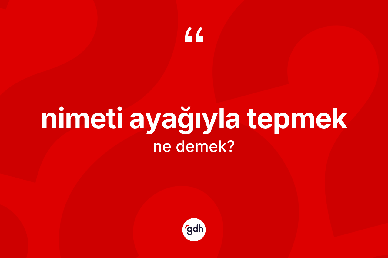 Nimeti ayağıyla tepmek ifadesinin anlamı nedir? Nimeti ayağıyla tepmek ifadesi hangi durumlarda kullanılır