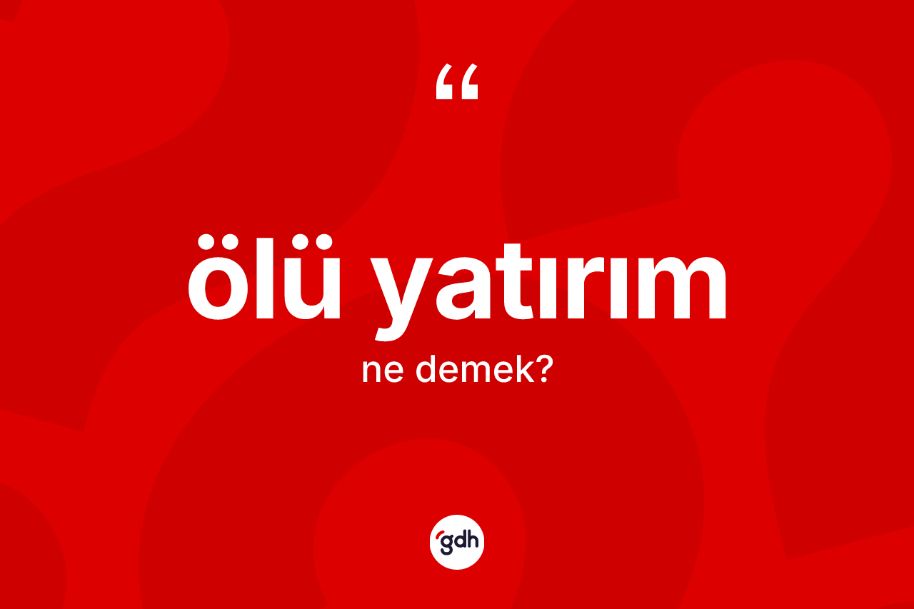 Ölü yatırım kelimesinin tanımı nedir? Ölü yatırımın kısaca tanımı nedir?