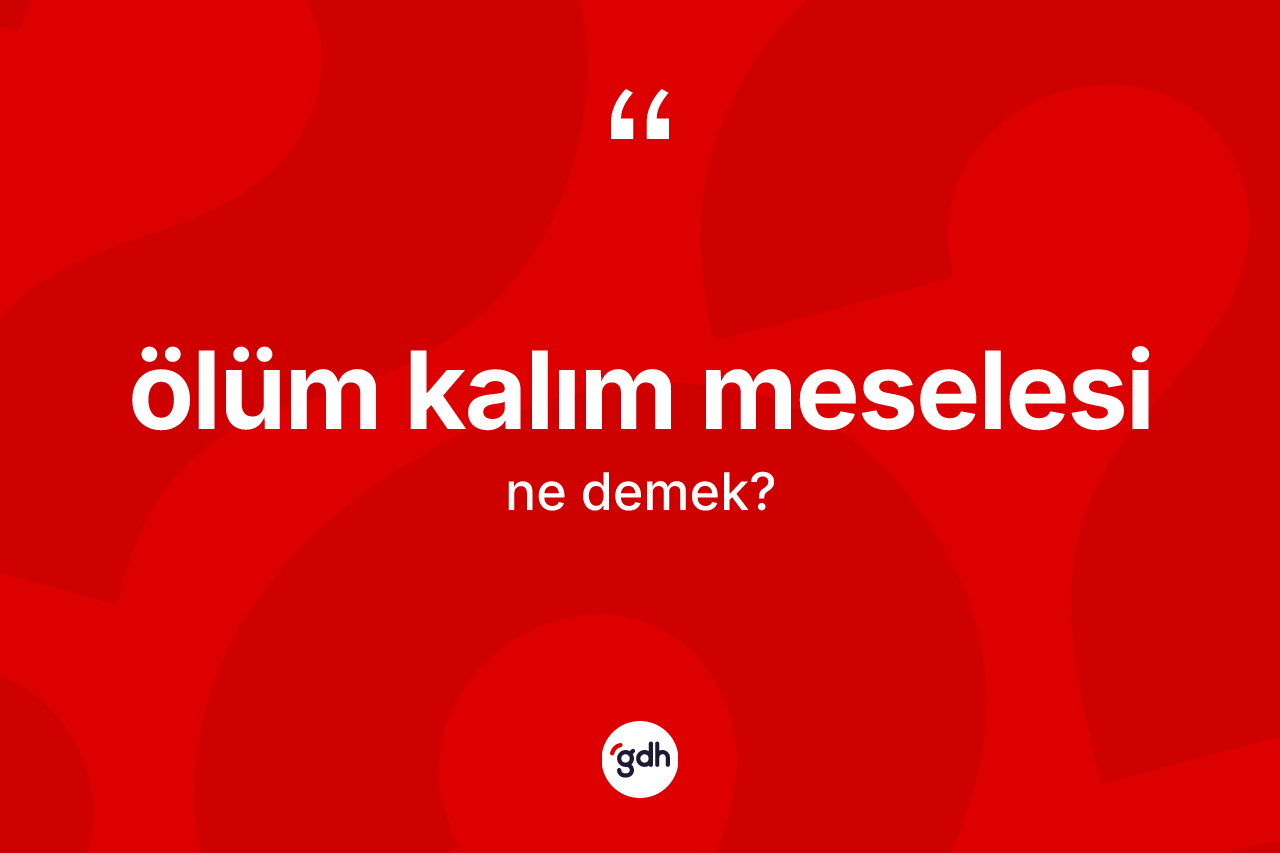 Ölüm kalım meselesi kelimesinin anlamı nedir? Ölüm kalım meselesi kelimesinin TDK'ya göre açıklaması nedir?