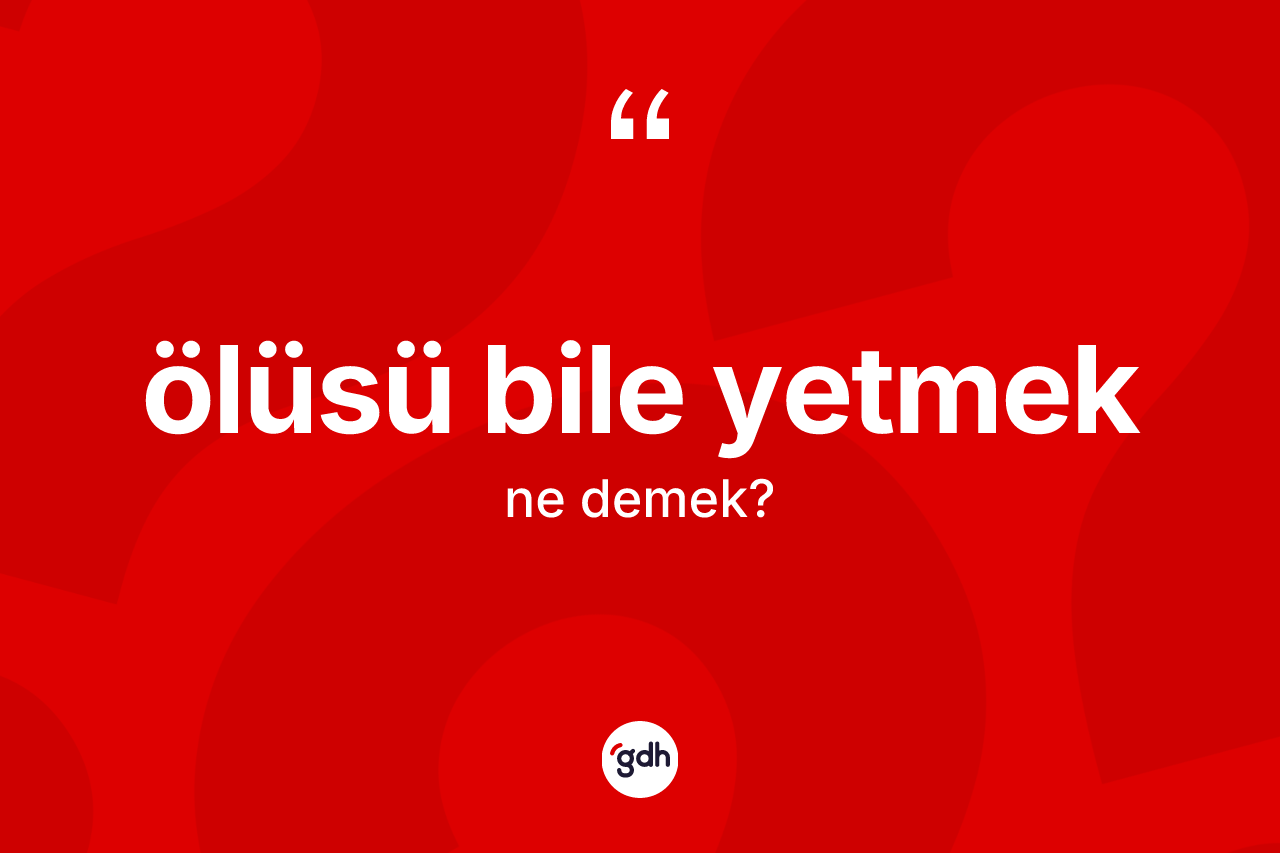 Ölüsü bile yetmek deyiminin açıklaması nedir? Ölüsü bile yetmek ifadesinin TDK anlamı nedir?