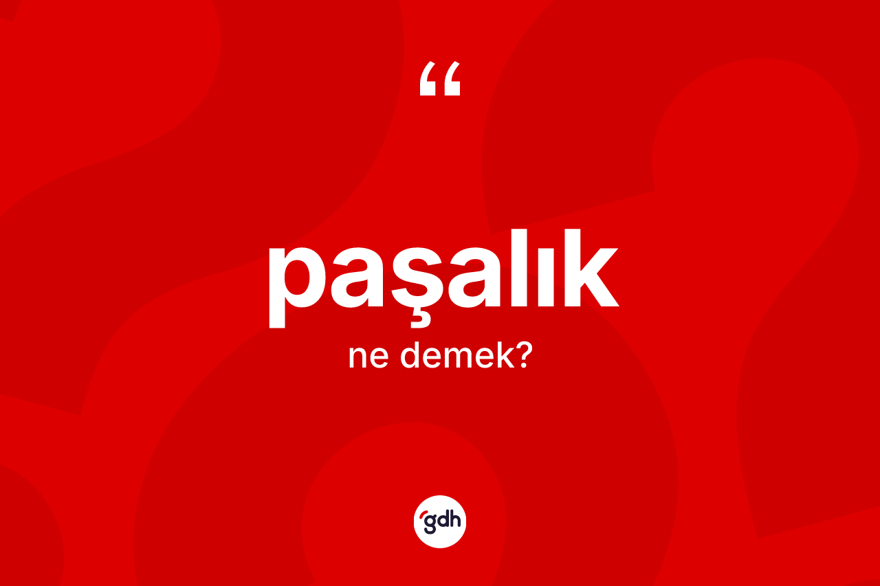 Paşalık kelimesinin tanımı nedir? Paşalığın TDK'ya göre anlamı nedir?