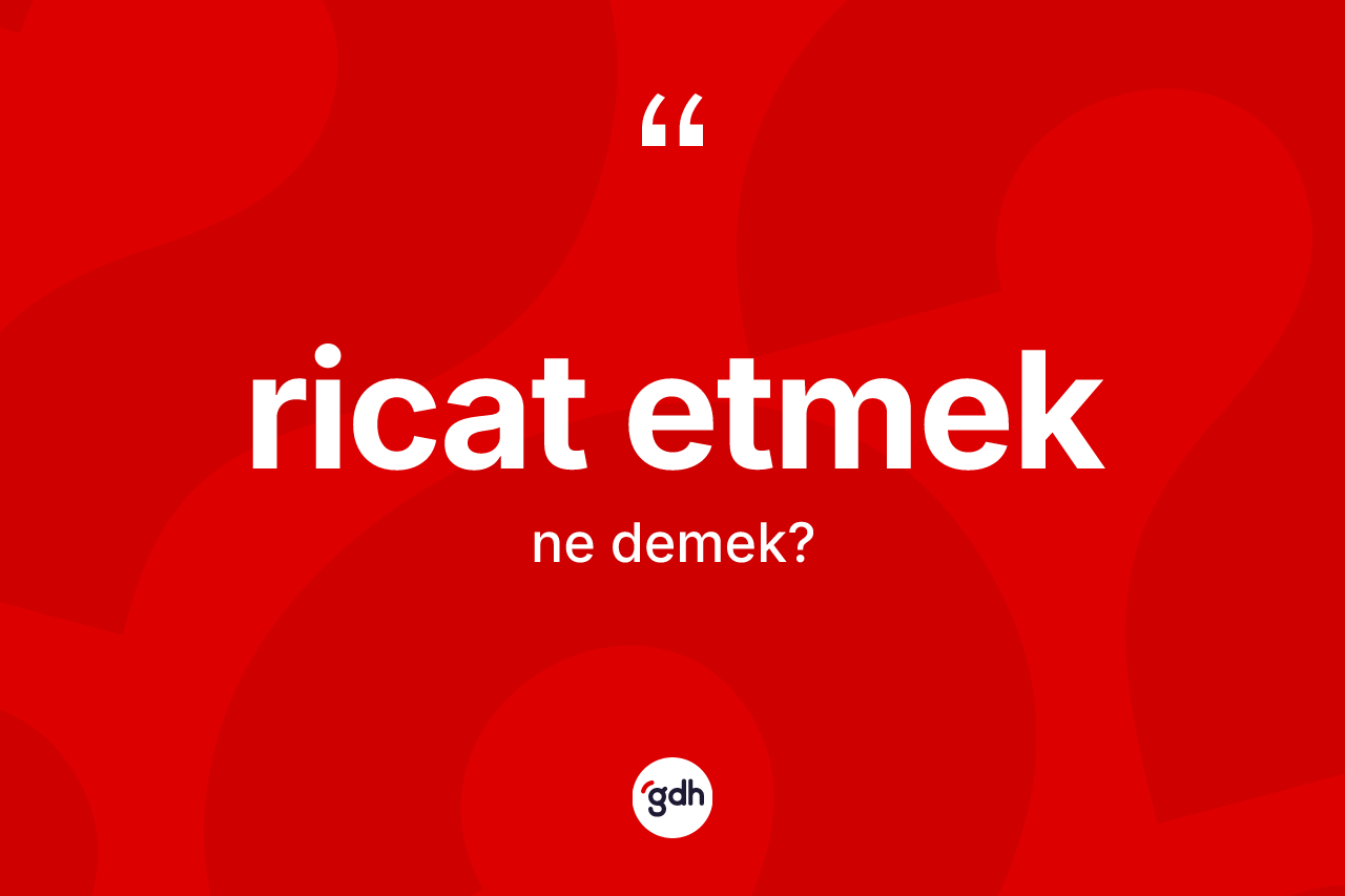 Ricat etmek ne anlama gelir? Ricat etmek sözünün sözlük anlamı nedir?