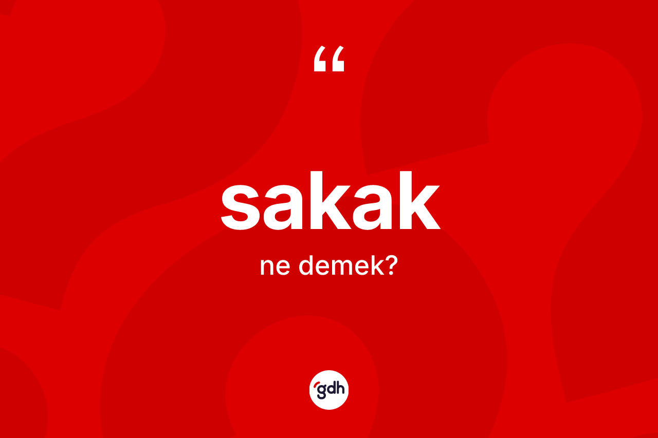 Sakak kelimesi nedir? Sakağın TDK'ya göre anlamı nedir?