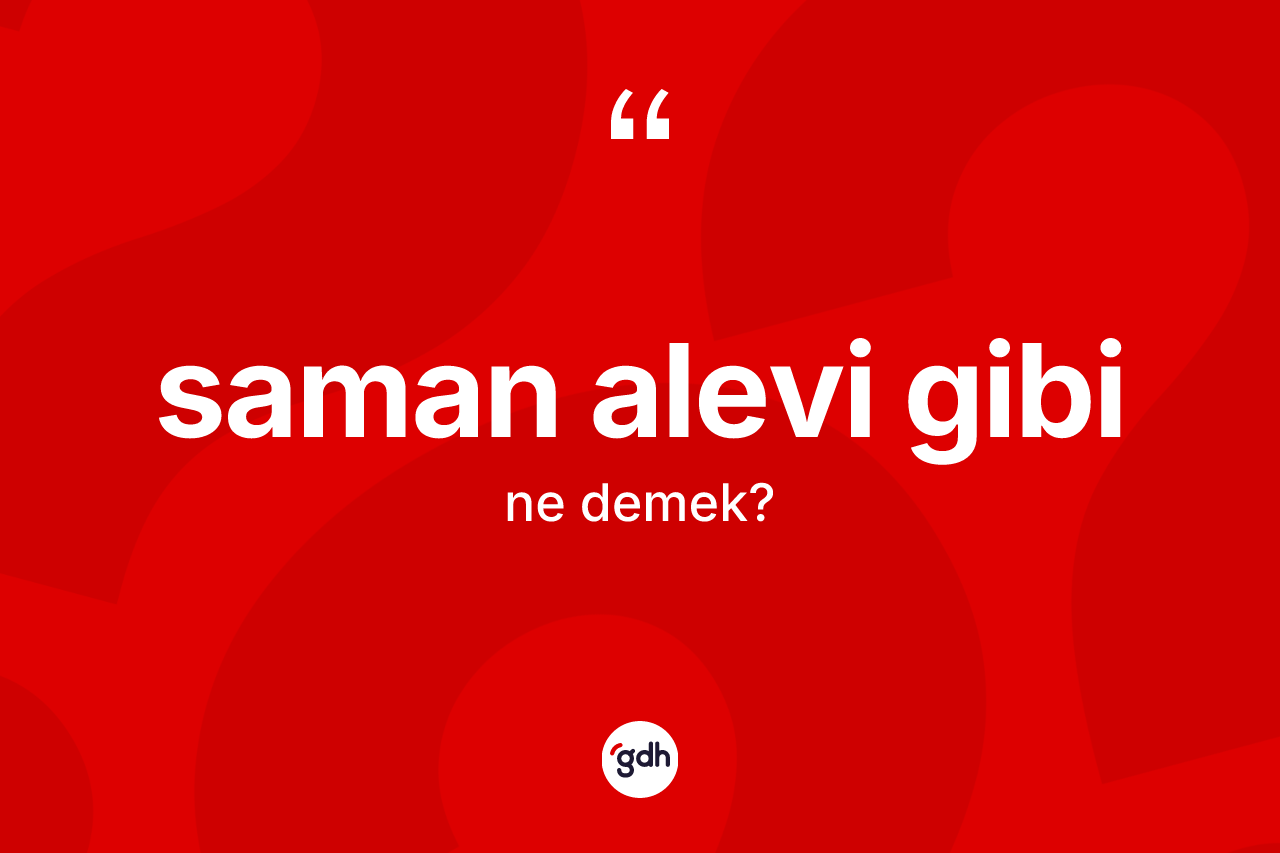 Saman alevi gibi ifadesinin kısaca anlamı nedir? Saman alevi gibi sözünün TDK açıklaması nedir?