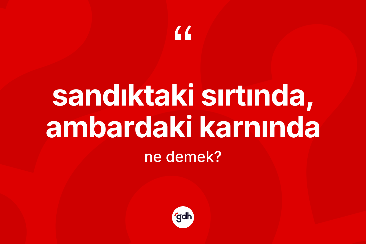 Sandıktaki sırtında, ambardaki karnında nedir? Sandıktaki sırtında, ambardaki karnında sözünün TDK anlamı nedir?