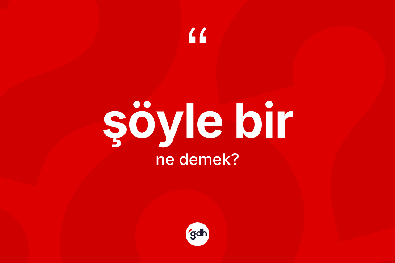 Şöyle bir kelimesi ne anlama gelir? Şöyle bir kelimesinin TDK anlamı nedir?