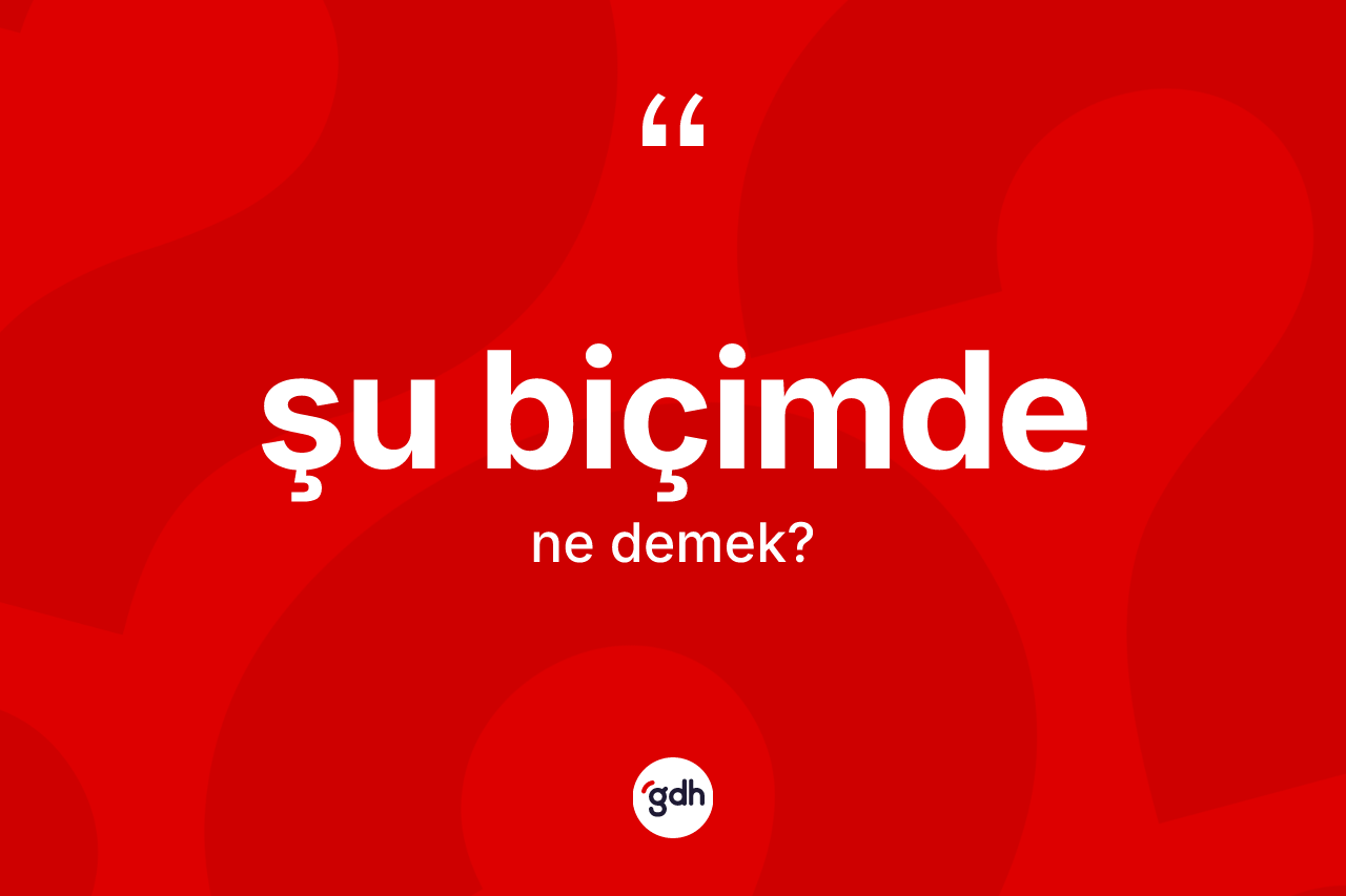 Şu biçimde kelimesinin sözlükteki tanımı nedir? Şu biçimdenin TDK'ya göre anlamı nedir?