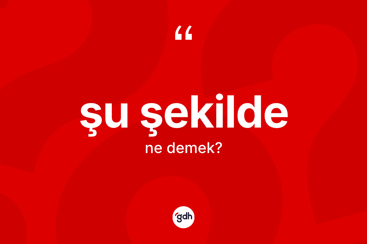 Şu şekilde kelimesi ne demek? Şu şekilde kelimesinin kaç farklı anlamı var?