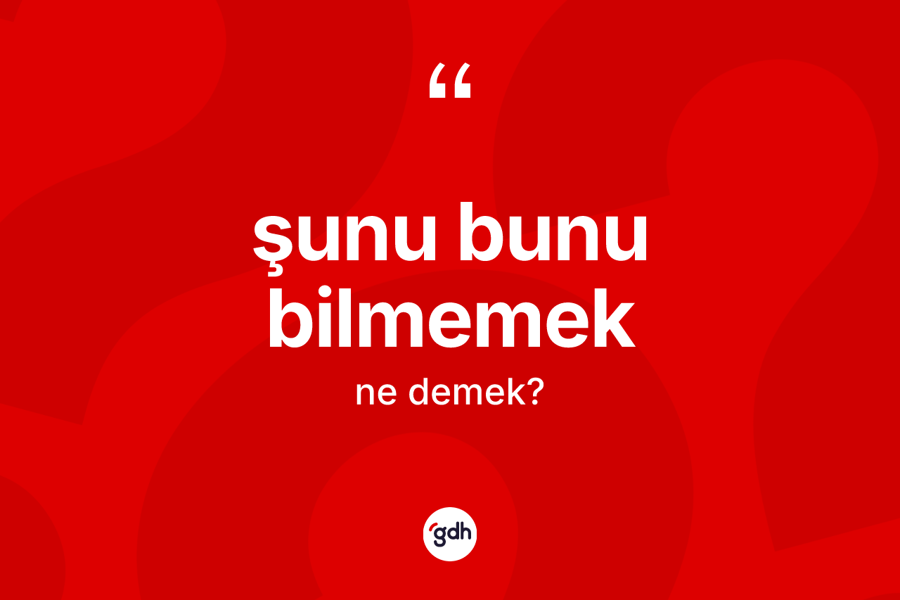 Şunu bunu bilmemek ifadesinin tanımı nedir? Şunu bunu bilmemek ifadesinin TDK anlamı nedir?