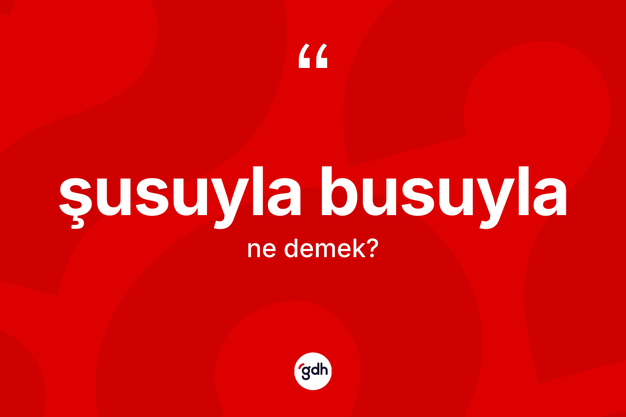 Şusuyla busuyla kelimesinin sözlükteki tanımı nedir? Şusuyla busuylanın TDK'ya göre anlamı nedir?