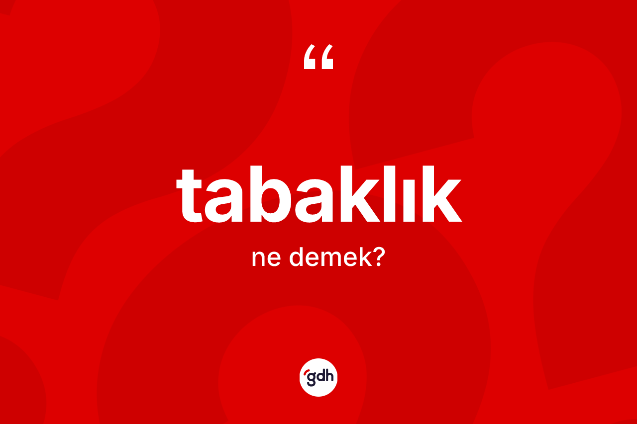 Tabaklık kelimesi ne anlama gelir? Tabaklığın TDK'ya göre anlamı nedir?
