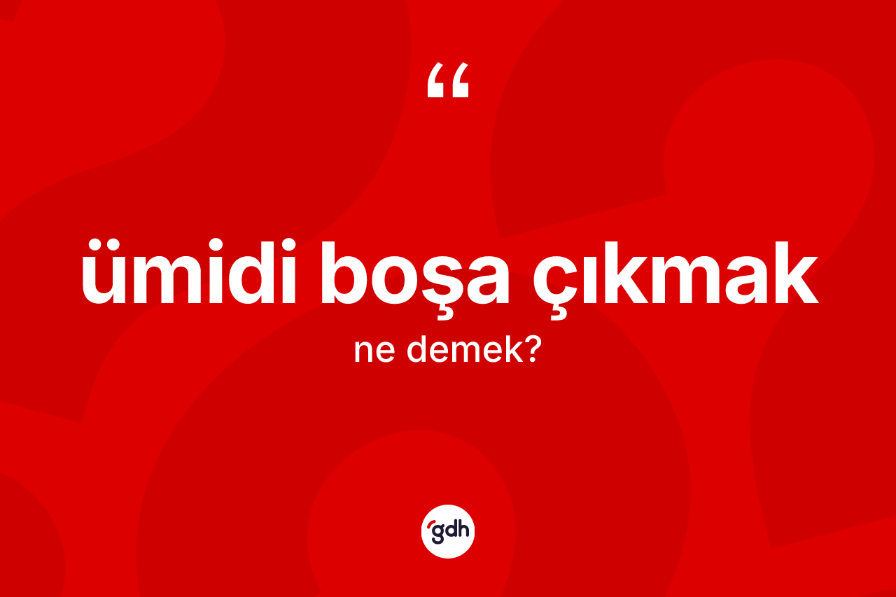 Ümidi boşa çıkmak ifadesinin kısaca tanımı nedir? Ümidi boşa çıkmak ifadesi nerede kullanılır?