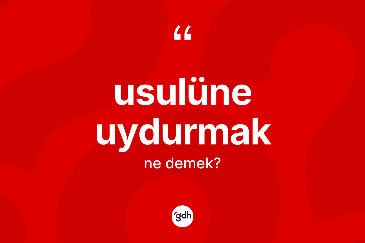 Usulüne uydurmak ne demektir? Usulüne uydurmak ifadesinin TDK anlamı nedir?