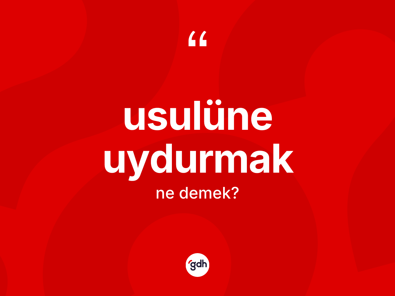 Usulüne uydurmak ne demektir? Usulüne uydurmak ifadesinin TDK anlamı nedir?