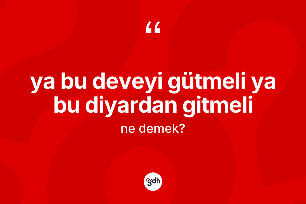 Ya bu deveyi gütmeli ya bu diyardan gitmeli ifadesinin sözlükteki anlamı nedir? Ya bu deveyi gütmeli ya bu diyardan gitmeli sözü nerede kullanılır?