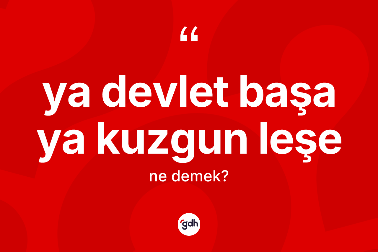 Ya devlet başa ya kuzgun leşe ifadesinin tanımı nedir? Ya devlet başa ya kuzgun leşe ifadesi nerede kullanılır?