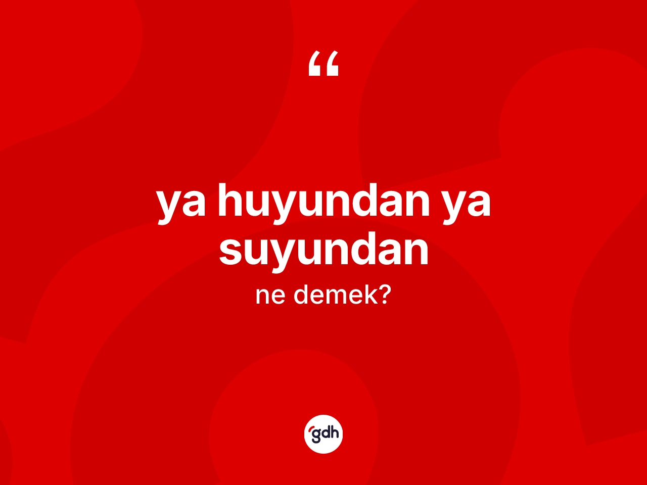 Ya huyundan ya suyundan ifadesinin anlamı nedir? Ya huyundan ya suyundan ifadesinin TDK anlamı nedir?