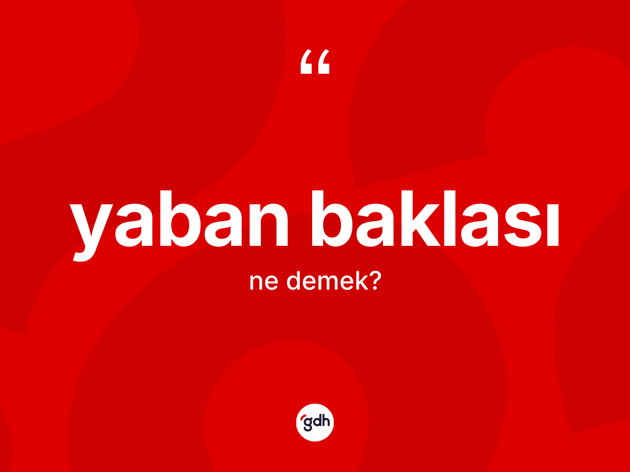 Yaban baklası kelimesi ne demek? Yaban baklası kelimesinin TDK anlamı nedir?
