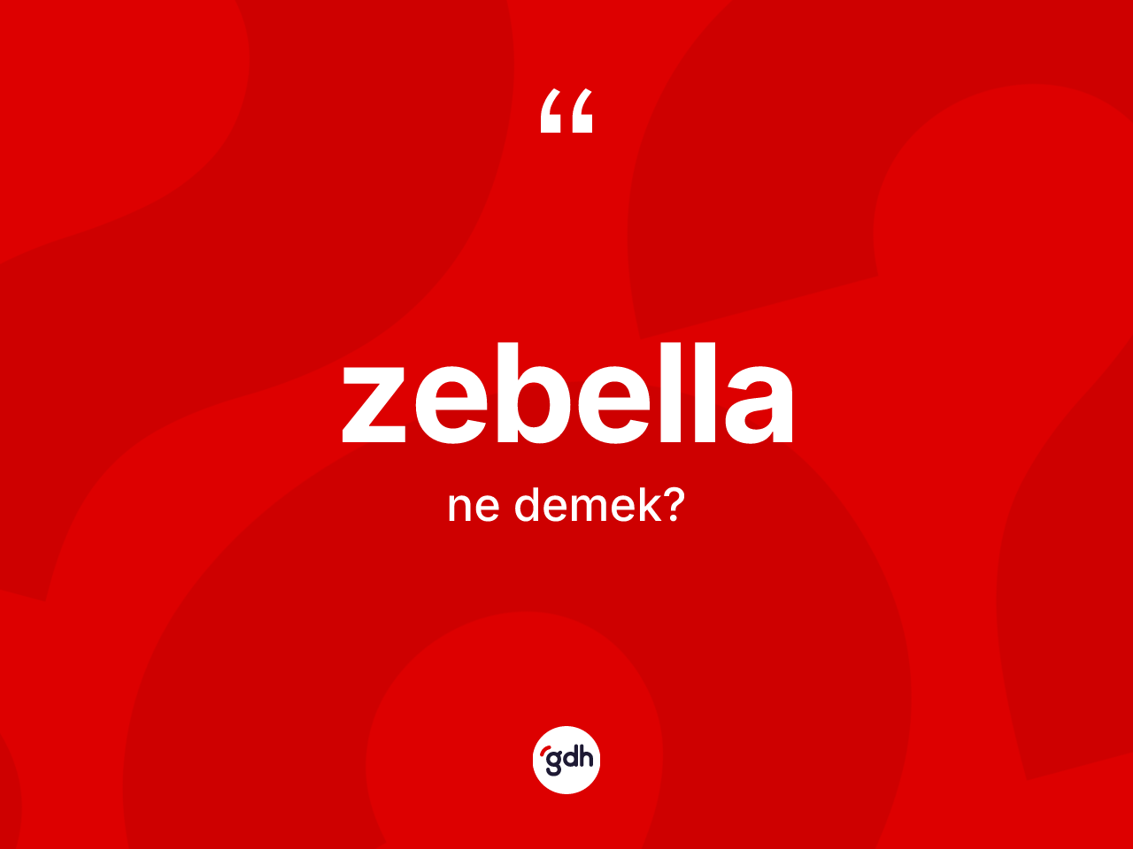 Zebella kelimesi ne demek? Zebellanın sözlükteki anlamı nedir?