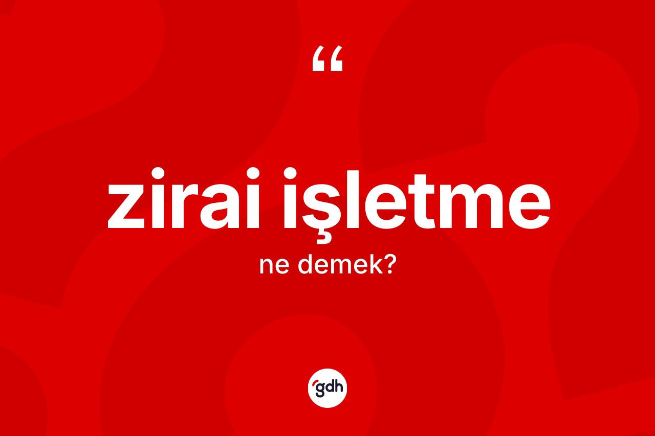 Zirai işletme kelimesi ne anlama gelir? Zirai işletme kelimesinin TDK anlamı nedir?